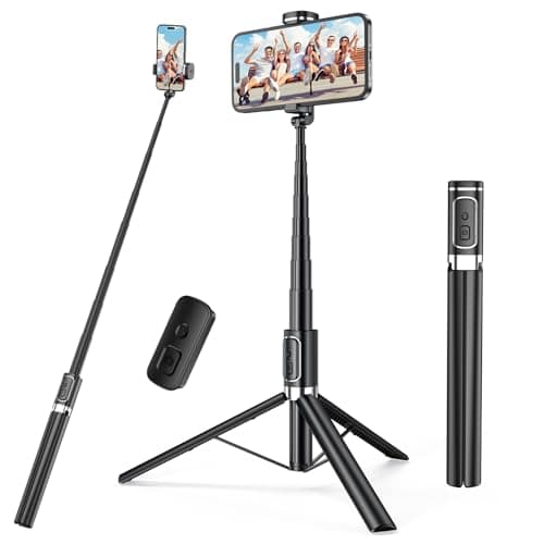Selfie Stick,67 inch/1.7 Meter Selfie Stick Tripod,Gifts for Women Men,Portable Cell Phone Tripod Stand with Wireless Remote Shutter Compatible with iPhone 16e/16/15/14/13, Samsung Series(Black)