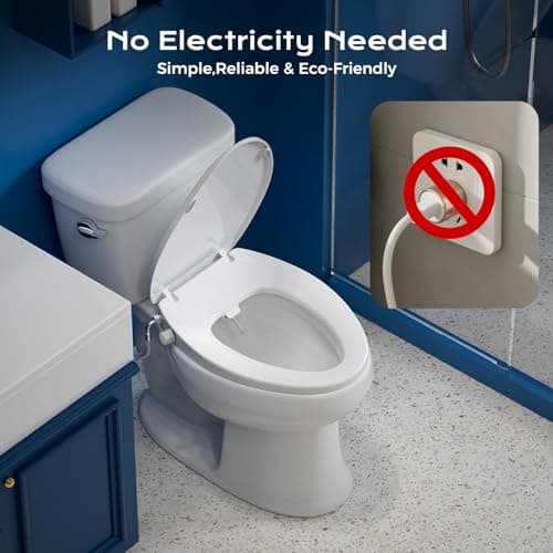 Elongated Bidet Toilet Seat – Non-Electric, Slow-Close Lid, Adjustable Water Pressure, Self-Cleaning Dual Nozzles for Frontal & Rear Wash – Hygienic Fresh Water Bidet Seat with Brass Inlet (Elongated) 5