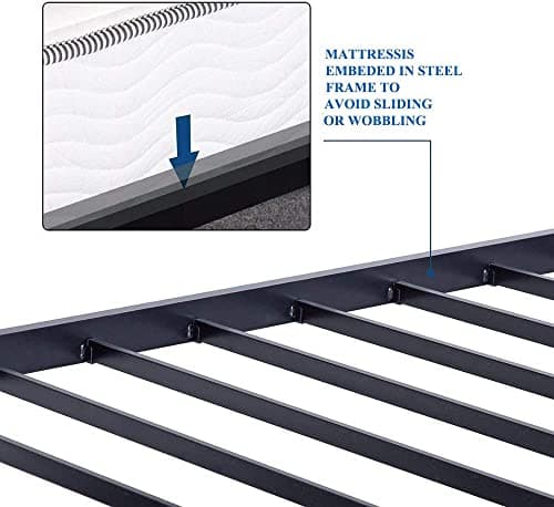 VECELO 14" High Queen Bed Frame/Metal Platform Mattress Foundation/No Box Spring Needed 7