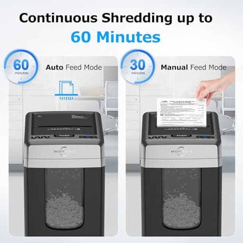 BONSEN 300-Sheet Auto Feed Paper Shredder, 60 Minutes Non-Stop Commercial Grade Heavy Duty Shredders for Office, 8.1 Gallon Micro Cut Document Shredder, P-4 Security Level,58dB Super Quiet (S3113) 5