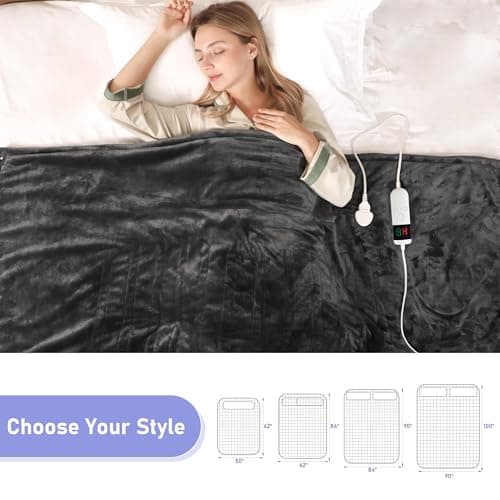 Cushious Electric Heated Blanket Queen 84''x90''Size Faux Fur Heating Blanket 10 Heating Settings, 1-8h Timer & Overheat Protection, Machine Washable, Soft Flannel and Sherpa Full Body Warmth 5