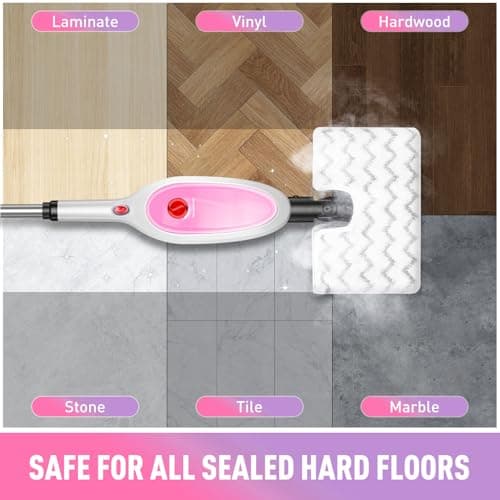 Steam Mop, Detachable Handheld Steam Cleaner with 10-in-1 Multipurpose Accessories, Two-sided Mop, Double Cleaning Area, Multi Surfaces Steamer for Wood Floor, Tile, Window, Clothes, Furniture & Grout 5