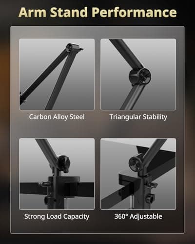 UBeesize 10" Key Light for Streaming, Desk Ring Light with Adjustable Arm, Zoom Lighting for Home Office, Gaming, Podcast, Video Calls, and Recording 6