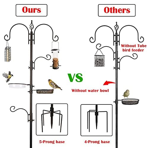 Deluxe Bird Feeding Station Kit With Multi Feeder Hanging Pole, Metal Suet Feeder, Bird Bath, Mesh Tray for Attracting Wild Birds and Planter Hanger (1 Pack) 6