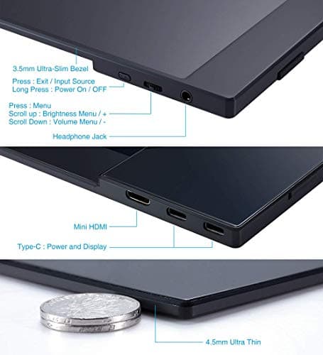 cocopar Portable Monitor 15.6-inch FHD 1080p FHD HDR FreeSync USB-C Computer Display with Dual Type-C Mini HDMI for Laptop PC Mac Surface Xbox PS4/5 (Renewed) 7