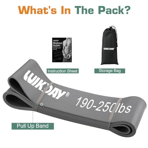 WIKDAY Resistance Bands for Working Out, Exercise Bands, Workout Bands, Pull Up Assistance Bands for Body Stretching Training Physical Therapy Muscle Training for Men & Women Gray (190-250 lbs) 7