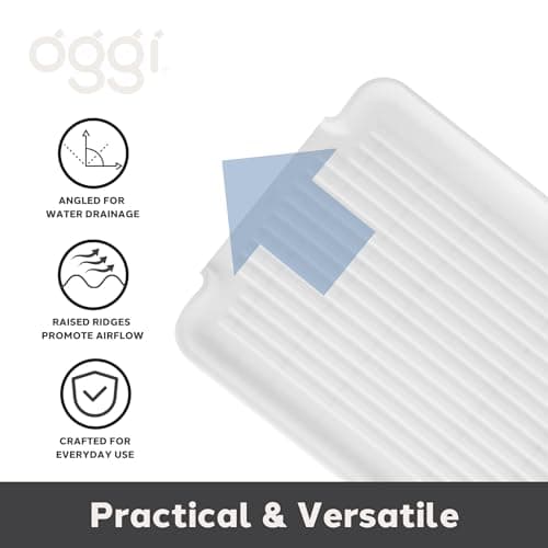 Oggi Dish Drain Board and Drying Rack Tray for Kitchen Counter, Plastic Drainboard with Raised Ridges, 12.75 x 17.25 inches - White 5
