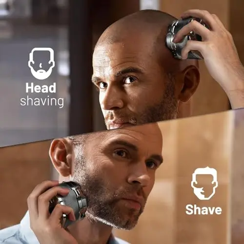 Wyklaus Head Shavers for Bald Men: Electric Razor IPX7 Waterproof-Wet Shaving for Face/Heads/Scalp-Rechargeable Detachable Rotary Shaver Grooming Kit-LED Display-Gift for Father 7