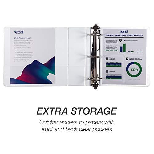 Samsill Durable 4 inch 3 Ring Binder, D Ring Binder, 100% Recycled Chipboard, White, 2 Pack 5