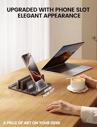 Vaydeer Vertical Laptop Stand Desktop Stand Holder with Adjustable Dock Size, 4-in-1 Design Plastic Laptop Holder Fits All MacBook, Surface, Chromebook Gaming Laptops Chocolaty 6