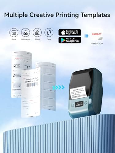 NIIMBOT M2 Label Maker with Tape 2Inch Thermal Transfer Support Color Ribbon Printing Bluetooth Sticker Printer for Office Small Business School Home Cable Storage, Compatible with Phones & PC 9