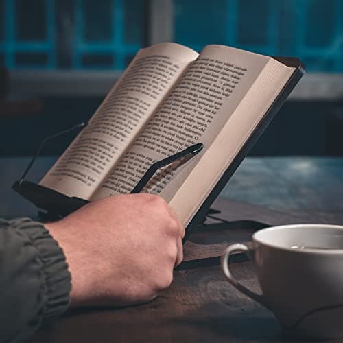 Vigo Wood Book Stand, Book Holder, Reading Stand, Cookbook Holder, Recipe Book Stand, Wooden Book Stands for Reading, Cookbook Stand for Kitchen, Book Holder for Reading in Bed (Walnut) 8