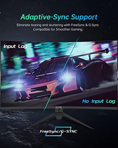KTC 27 inch Gaming Monitor, 1440P Curved Monitor, 180Hz, 144Hz, 2K, 1500R, 1ms, FreeSync/G-Sync Compatible, DisplayPort/HDMI/USB, Ultrawide PC Vesa/Wall Mount Computer Monitor, H27S17 5