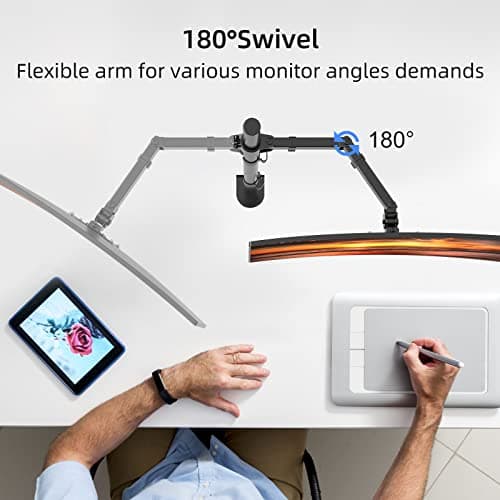 Suptek Single Monitor Arm Desk Mount Fully Adjustable Monitor Stand for 1 / One Screen up to 32 inch Extra Tall 31.5 inch Pole,Black (MD6821) 7