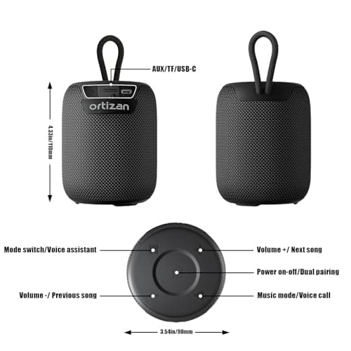 Ortizan Portable Bluetooth Speaker with Big Sound,Punchy Bass,IPX7 Waterproof,15H Playtime,Bluetooth 5.3,AUX&TF Card,Stereo Pairing,Small Wireless Speaker for Outdoor,Electronic Gadgets,Gift Ideas 8