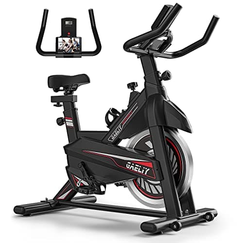 Exercise Bike-Indoor Stationary Bike for Home Gym,Workout Bike with Belt Drive,Cycling Bike with Digital Display & Comfortable Seat Cushion BlackRed