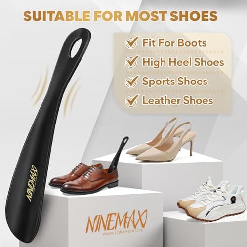 NINEMAX Plastic Shoe Horn 7.5Inch,Travel Shoe Horns Portable Short for Men Women Seniors with Hook (Pack of 1) 5
