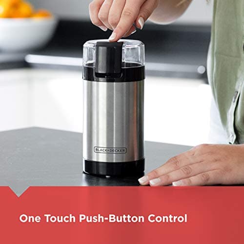 BLACK+DECKER One Touch Coffee Grinder, 2/3 Cup Coffee Bean Capacity, Spice Grinder, One Touch Push-Button Control -150 Watts -Stainless Steel Blades 5