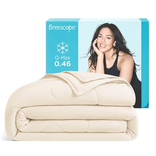 Breescape Cooling Comforter King Size - BlendTek™ Q-Max>0.46 Tech, Breathable Blanket for Hot Sleepers & Night Sweats Relief, Premium Lightweight Summer Bedding, 106x96 Inches, Ivory