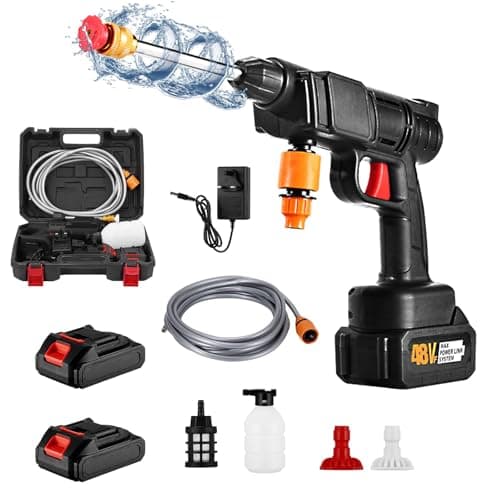 Cordless Pressure Washer, Portable Battery Power Washer, 48V Hand Held Pressure Washer with 2 Batteries, Small Electric Power Cleaner for Car, Garden, Floor
