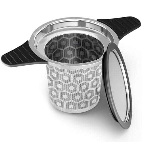 Reinmoson Extra Fine Mesh Tea Strainers & Filters for Loose Tea Single Cup, 304 Stainless Steel and Food Grade Silicone Loose Leaf Tea Steeper for Black Tea, Coffee, Rooibos, etc