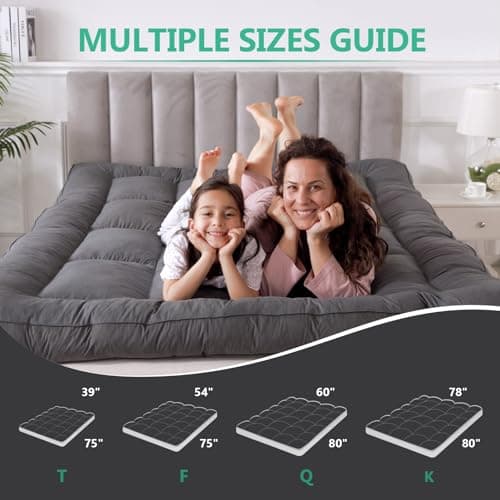 WhatsBedding 5 Inch Goose Feather Mattress Topper Queen Size, 100% Cotton Cover Feather Bed Topper, Filled with Shredded Foam, 4 Layers Design, CertiPUR-US Certified - Grey, 60"x80" 6