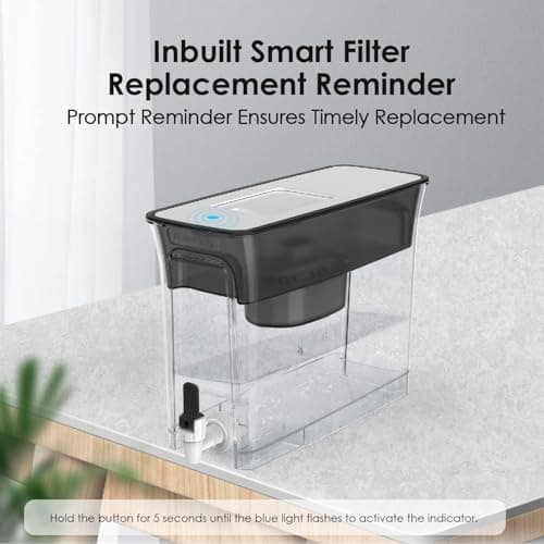 Waterdrop 35-Cup Slim Water Filter Dispenser, Large Capacity Water Filter Pitcher, 200-Gallon Long-Life, 5X Lifetime, Reduces Chlorine, PFOA/PFOS and More, BPA Free, Black (with 1 Filter) 6