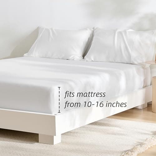 GOKOTTA Fitted Sheet Only - 16 Inch Pocket Bamboo Rayon Fitted Sheet, Super Soft and Cooling Bottom Sheet with 4 Elastic Corner Straps(Cream White, King Size) 6