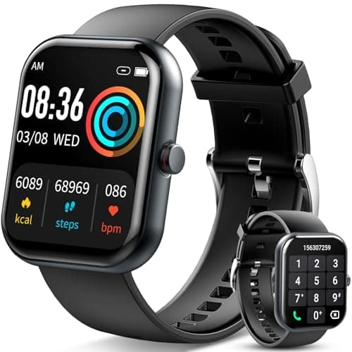 Smart Watch, 1.85" Smartwatch for Men Women (Answer/Make Call), IP68 Waterproof Fitness Tracker, 120+ Sport Modes, Heart Rate, Sleep Monitor, Pedometer, Activity Tracker for Android iOS (Black)