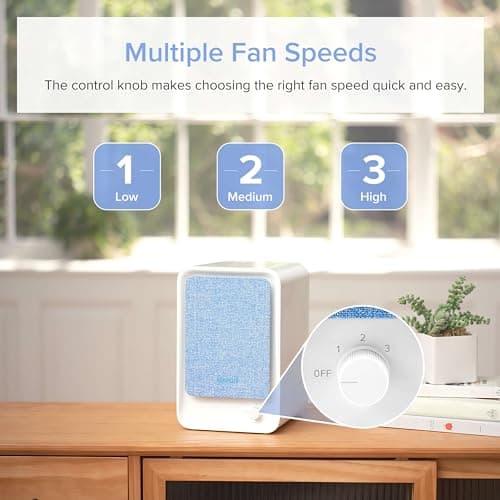 LEVOIT Air Purifiers for Bedroom Home, Freshener Filter Small Room for Smoke, Allergies, Pet Dander, Pollen, Odor, Dust Remover, Ozone Free, Quiet, Desktop, Office, Table Top, LV-H126, Blue 8