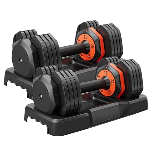 Adjustable Dumbbells, 55LB Single Adjustable Dumbbell Set, 5 in 1 Free Weight Dumbbell,Fast Adjust Weight with Anti-Slip Handle and Tray for Full Body Workout Fitness Strength Training Equipment