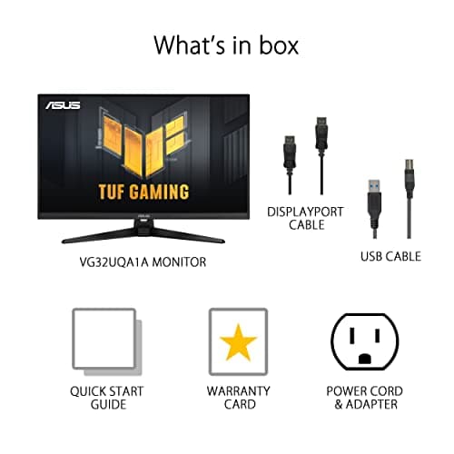 ASUS TUF Gaming 32” (31.5” viewable) 4K HDR DSC Gaming Monitor (VG32UQA1A) - UHD (3840 x 2160), 160Hz, 1ms, Extreme Low Motion Blur Sync, Freesync Premium, HDMI2.1, Speakers, 120% sRGB, DisplayHDR 400 7