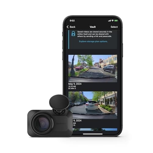 Garmin Dash Cam™ Mini 3, Ultracompact 1080p HD Dash Cam with a 140-degree Field of View, Built in Clarity™ Polarizer, Voice Controlled, Automatic Recording (Renewed)