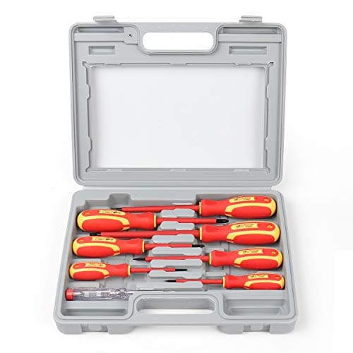 TOHOME 8-Piece 1000V Insulated Screwdriver Set, Magnetic Tips 3-Piece Phillips and 4-Piece Slotted CR-V Screwdriver Set, 1 Piece Electric Pen with Case