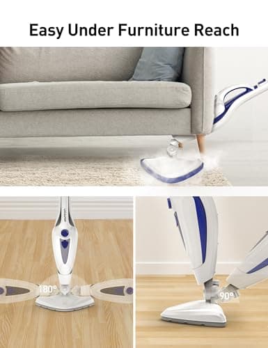 12-in-1 Steam Mop, Fast 15-Sec Heat-Up, 1500W Detachable Handheld Steam Cleaner with 2 Dirt Grip Pads, Removes 99.99% Stubborn Stains for Hardwood Floors, Clothes, Windows, Tiles, Furniture, Blue 7
