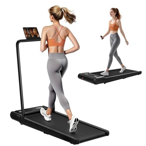 MoonFox Walking Pad Treadmill, 3 in 1 Under Desk Treadmills for Home Office w/2.5HP Motor/4.0MPH, Walking Pad w/Safety Handle/Remote & LED Display, Portable Treadmill Supports Up to 300lbs, Black
