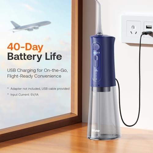 Bitvae Cordless Water Dental Flosser for Teeth, Portable 300ML Water Teeth Cleaner Picks, 3 Cleaning Modes 6 Jet Tips, Water Dental Picks for Cleaning (Midnight Blue) 6