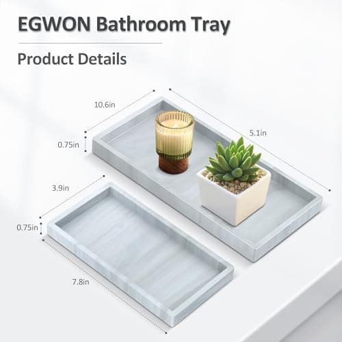 Bathroom Vanity Tray,Thick Original Silicone Soap Dispenser Tray,EGWON Shatterproof Toilet Tank Tray Vanity Tray for Dresser Tops,Bathroom for Perfume,Soap Bottle 5