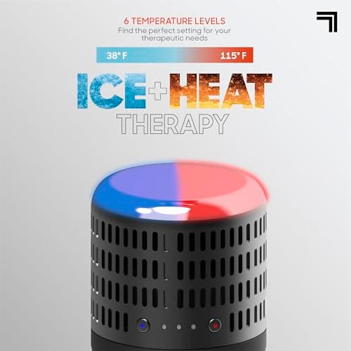 Sharper Image Deep Tissue Percussion Massage Gun, Powerboost Move Evo Hot & Cold Rechargeable Handheld Massager, 4 Adjustable Speeds, 5 Attachment Heads & Carrying Case, for Muscle Pain Relief, Blue 5