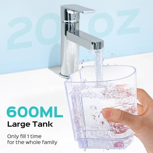 COSLUS E2 Excellent Water Flosser for Teeth Cleaning: 12 Pressure Settings & 2 Modes for Orthodontic, Braces, Sensitive - Patented Storage, 5 Jet Tips and 600ML Tank for Family, Home Use, Green 6