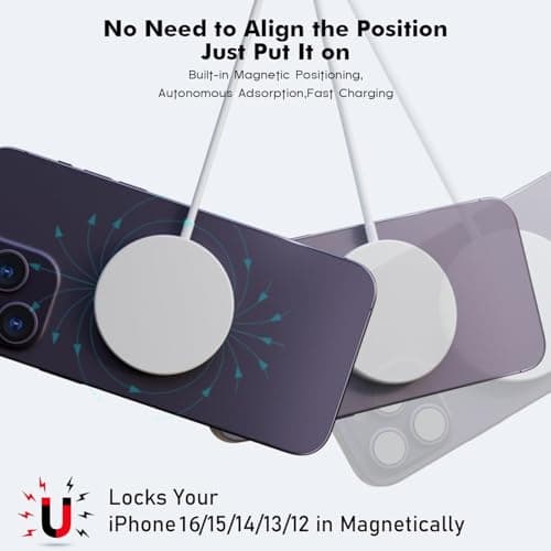 Magnetic Wireless Charger Fast Apple Mag-Safe Charger for iPhone 16 Pro Max/16 Pro/iPhone 15Pro Max/15 Plus/14/13/12/AirPods 3/2/Pro/Pro 2 Magnet Charging Pad Mag Safe Chargerwith Dual Charging Ports 7