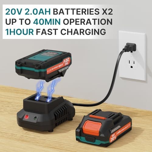 Leaf Blower Cordless with 2 * 20V Battery and Charger,2 Speed Levels, Electric Lightweight Leaf Blowers for Lawn Care, Yard, Sidewalk and Snow Blowing, Non-Slip Hand Blower 5