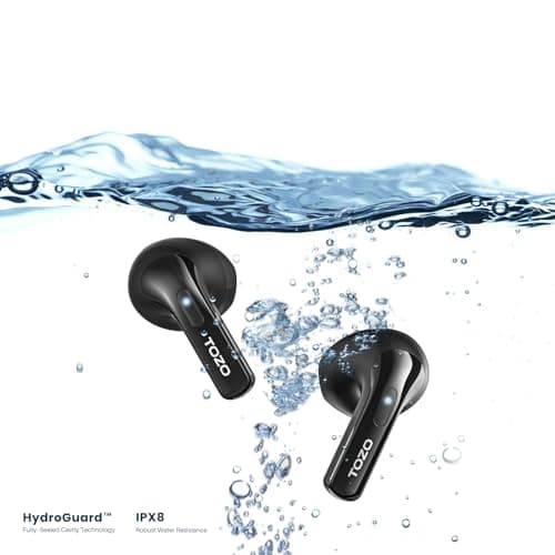 TOZO T21 Wireless Earbuds Bluetooth 5.3 in Ear Headphones Dual Mic Call Noise Cancelling IPX8 Waterproof 44H Playback Stereo Sound with LED Display Wireless Charging Case 32 EQs via APP Black 8