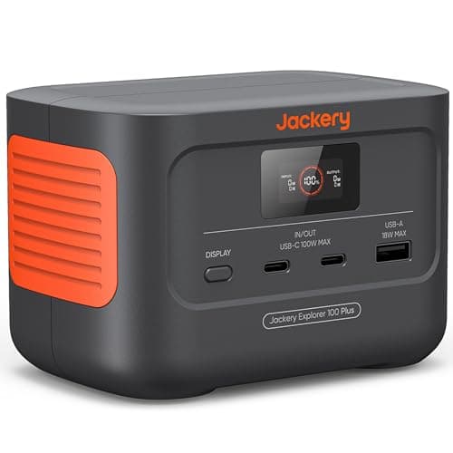 Jackery Explorer 100 Plus Portable Power Station,Random Color(Black or Dune White), 99Wh LiFePO4 Battery Solar Generator, 128W Carry-on Power for Flight, 100W Dual PD 3.0 Fast Charge (Renewed)