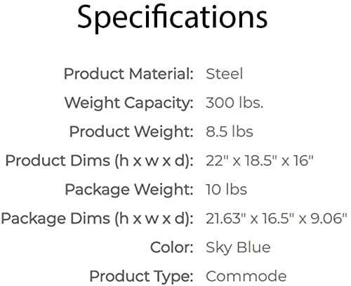 Carex 3-in-1 Folding Bedside Commode and Raised Toilet Seat, Portable Toilet Supports Up to 300lbs, Bedside Commodes for Seniors, Adult Potty Chair with Bucket, Lid, and Splash Guard 9