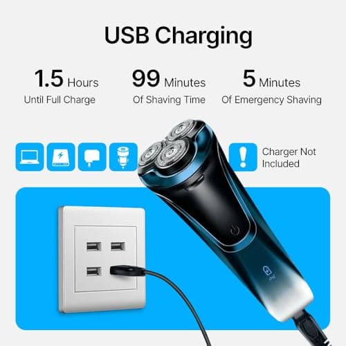 Electric Razor 4d Rotary, Ipx7 Waterproof, 2025 New Rechargeable Facial Electric Razor for Men, Wet & Dry Shaving (1 Set) 5