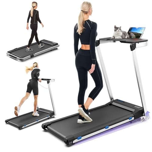 Cardirun 3 in 1 Walking Pad Treadmill with Desk Workstation, 3.0HP Foldable Treadmill 350 lb Capacity, Under Desk Treadmills with Handle & Incline for Home, 4 Control Methods, 2s Folding