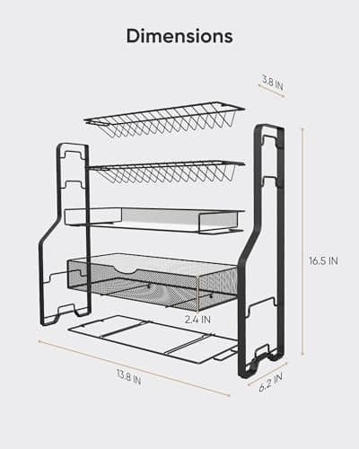 ULG Spice Rack Organizer for Countertop, 4 Tier Seasoning Organizer with Drawer, Spice Rack for Countertop, Cabinet, Spice Organizer for Pantry, Kitchen, Black 7