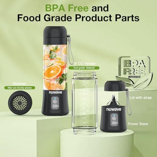 Nuwave Portable Blender for Smoothies and Shakes, 2025 New & Improved, 16 OZ On-The-Go Small Juice MIni with 6 Blades, Rechargeable, BPA-Free, Leak-Proof Lid, for Gym, Kitchen, Office 6