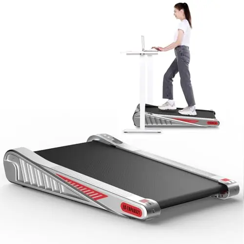 HOMEFITNESSCODE Incline Walking Pad Treadmill Under Desk, Portable Mini Small Treadmill with APP Control & Bluetooth Speaker, 4MPH Compact Quiet for Office & Home, 300 Lb Capacity, Sliver